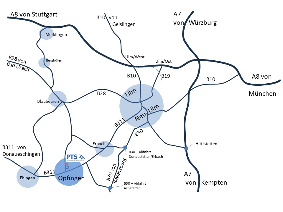 Anfahrt zu pts Technology & Systems